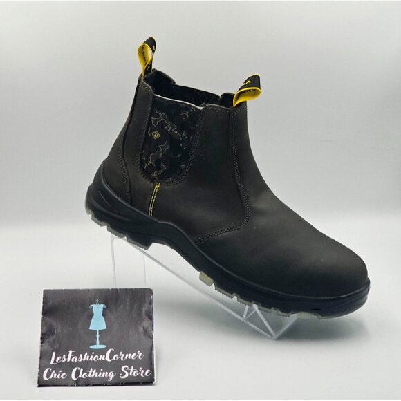 Terra Men's Black Leather Chelsea Soft Toe Pull-On Work Boots Size 10 2844 - Picture 15 of 16